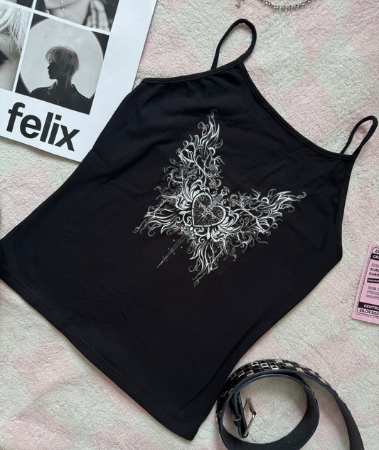 TOP NEGRO DE TIRAS GRUNGE
