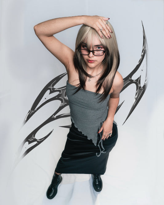 TOP STRAPLESS GRIS