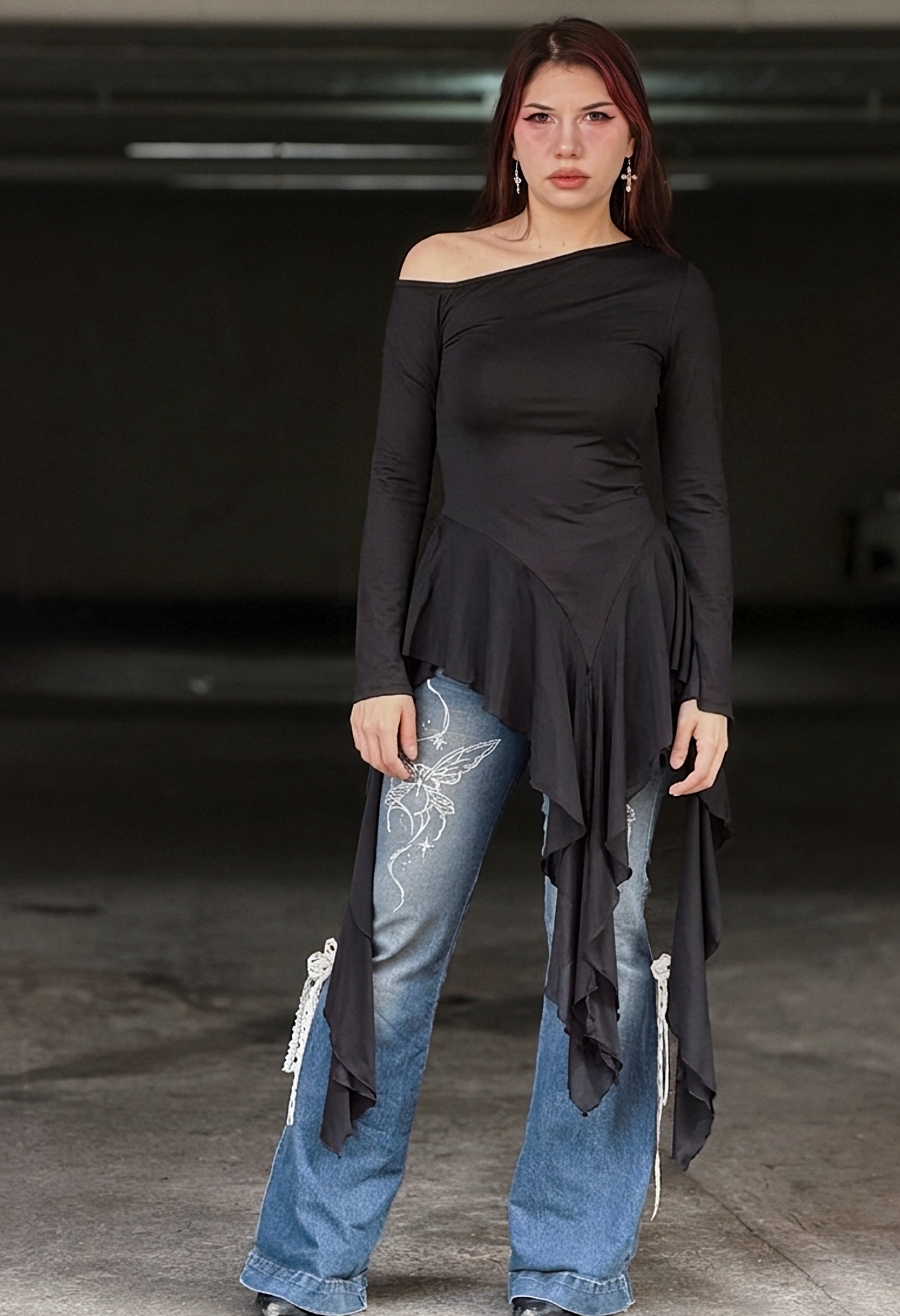 BLUSA BOLEROS MANGA LARGA NEGRA